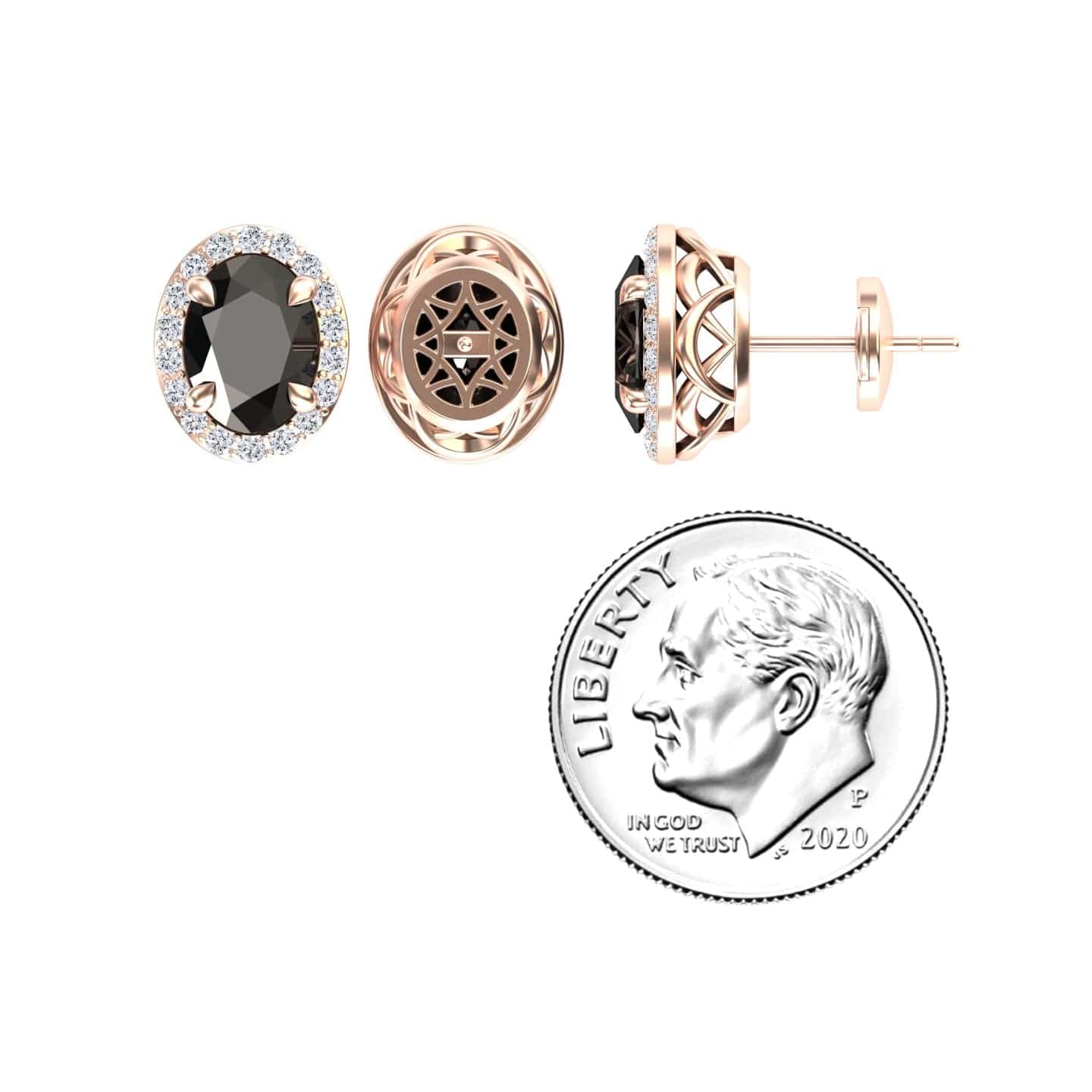 Black & White Diamond Halo Stud Earrings - Nalini