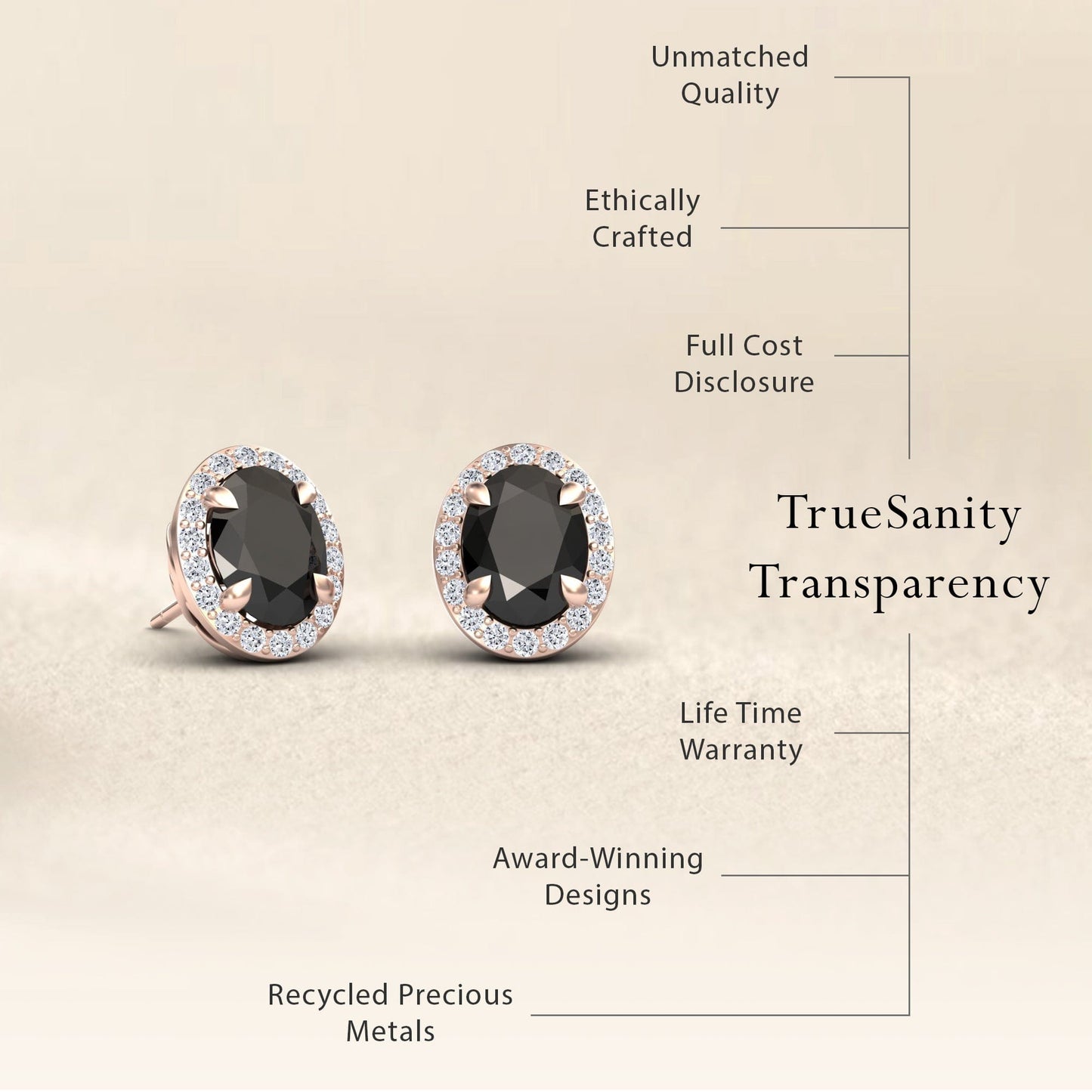 Black & White Diamond Halo Stud Earrings - Nalini