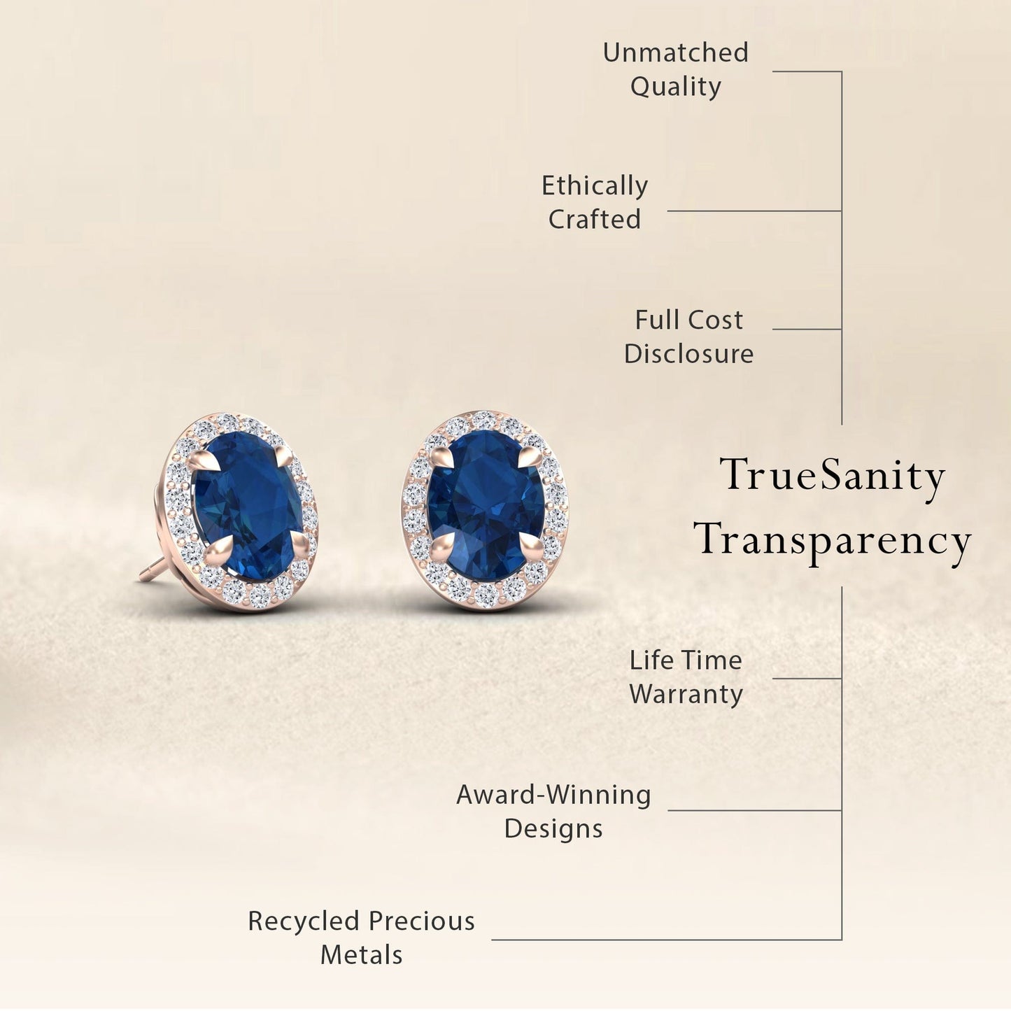 London Blue Topaz & Diamond Halo Stud Earrings - Nalini