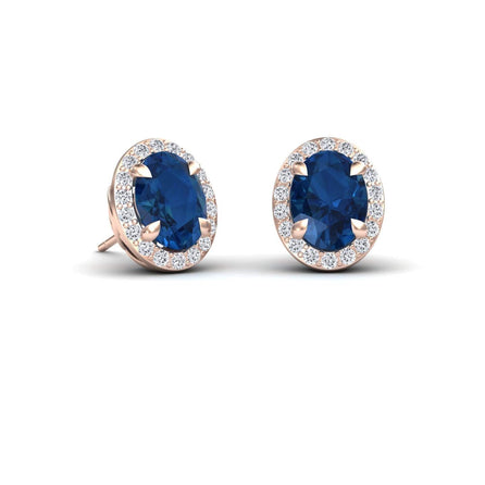 London Blue Topaz & Diamond Halo Stud Earrings - Nalini