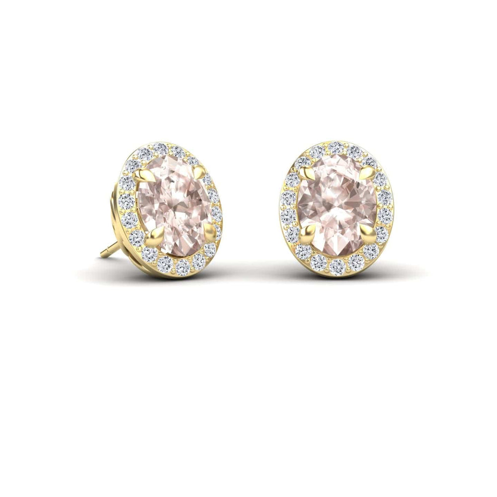 Morganite & Diamond Halo Stud Earrings - Nalini