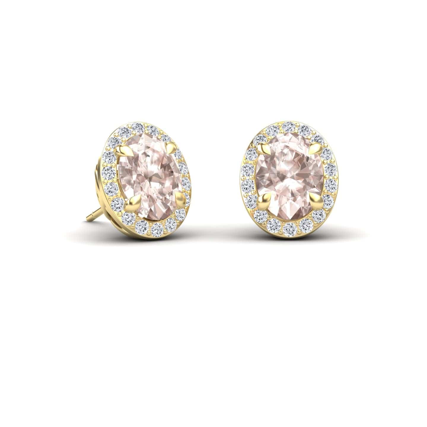 Morganite & Diamond Halo Stud Earrings - Nalini