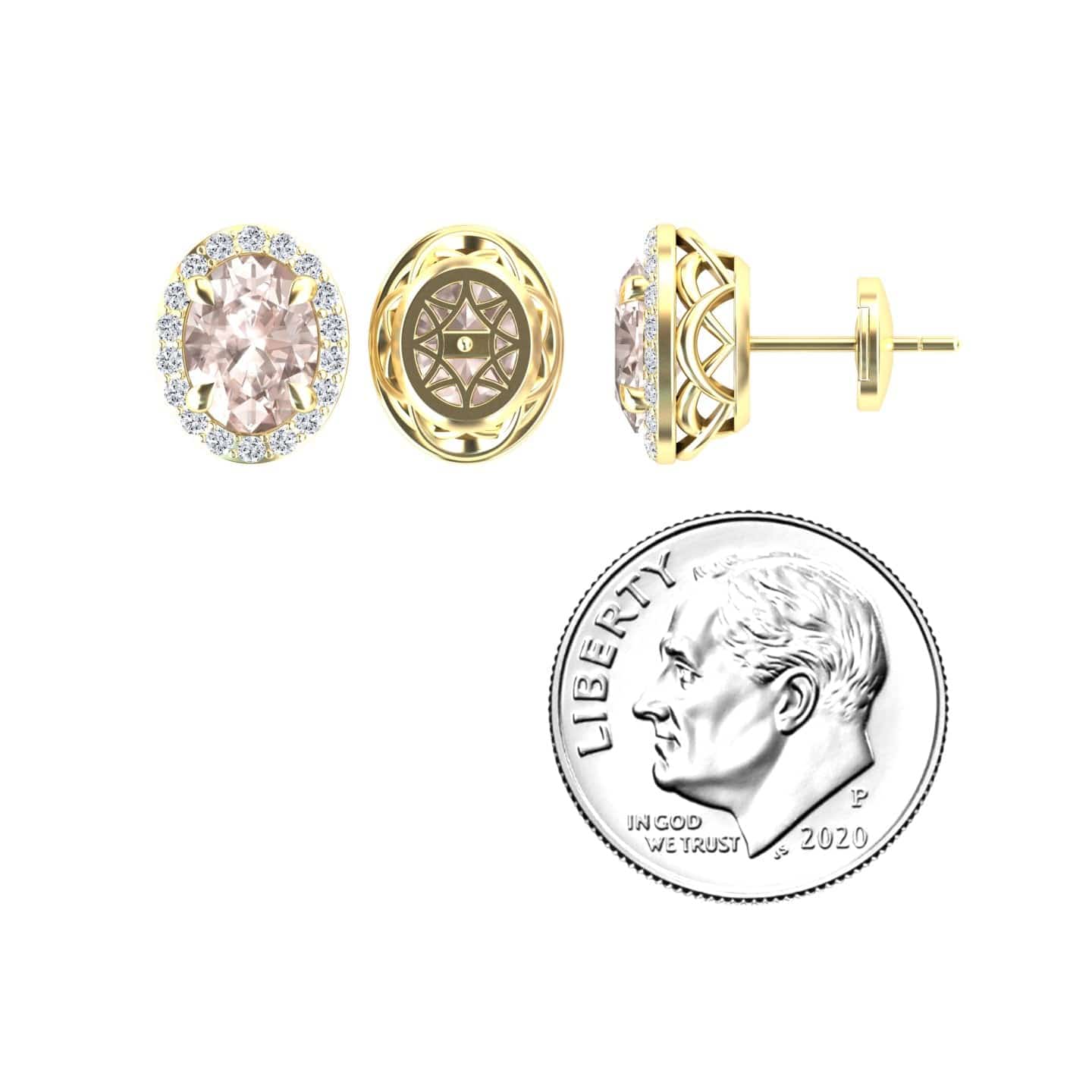 Morganite & Diamond Halo Stud Earrings - Nalini