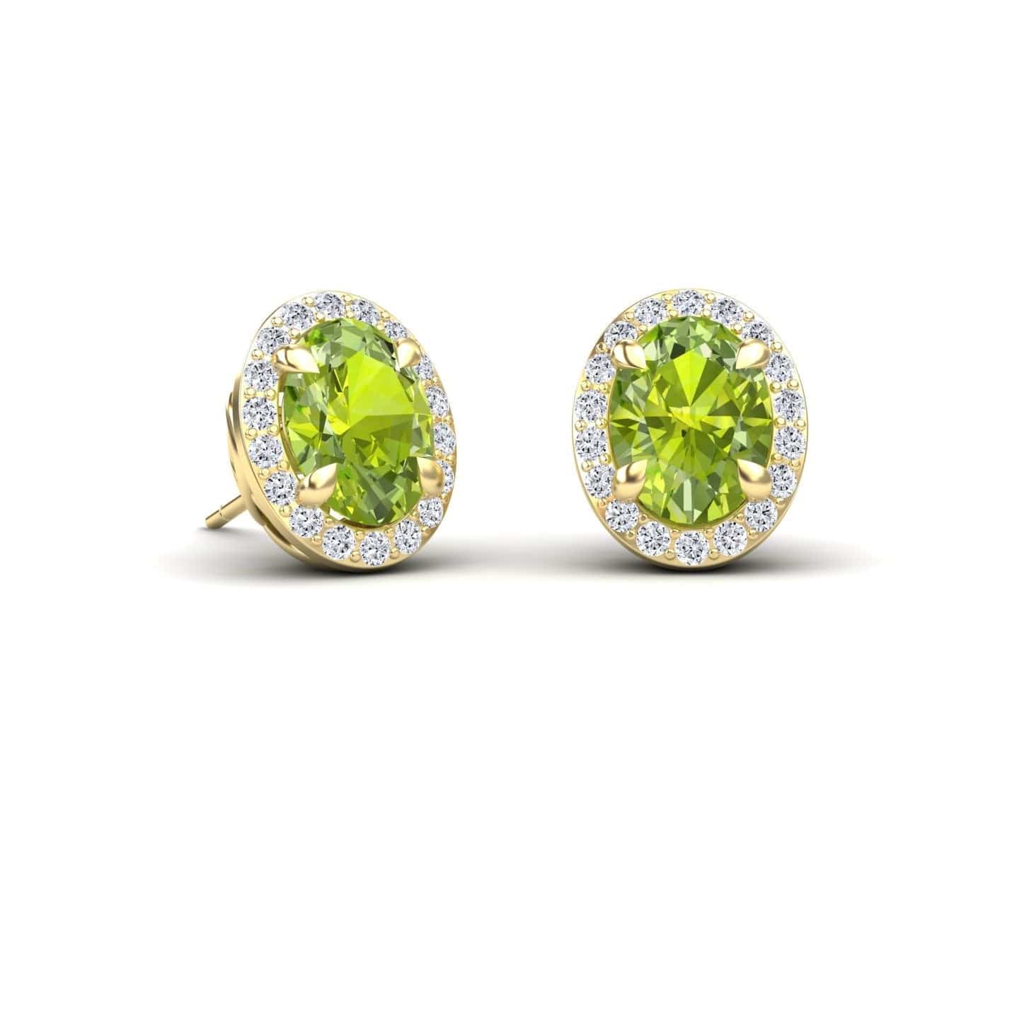 Peridot & Diamond Halo Stud Earrings - Nalini