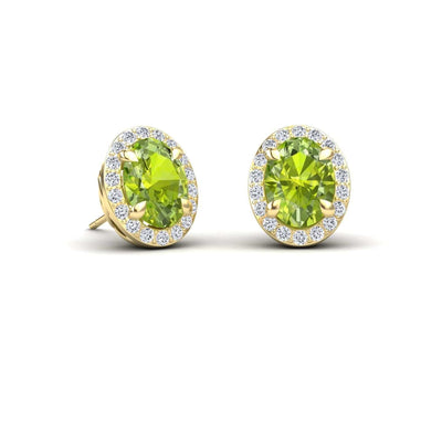 Peridot & Diamond Halo Stud Earrings