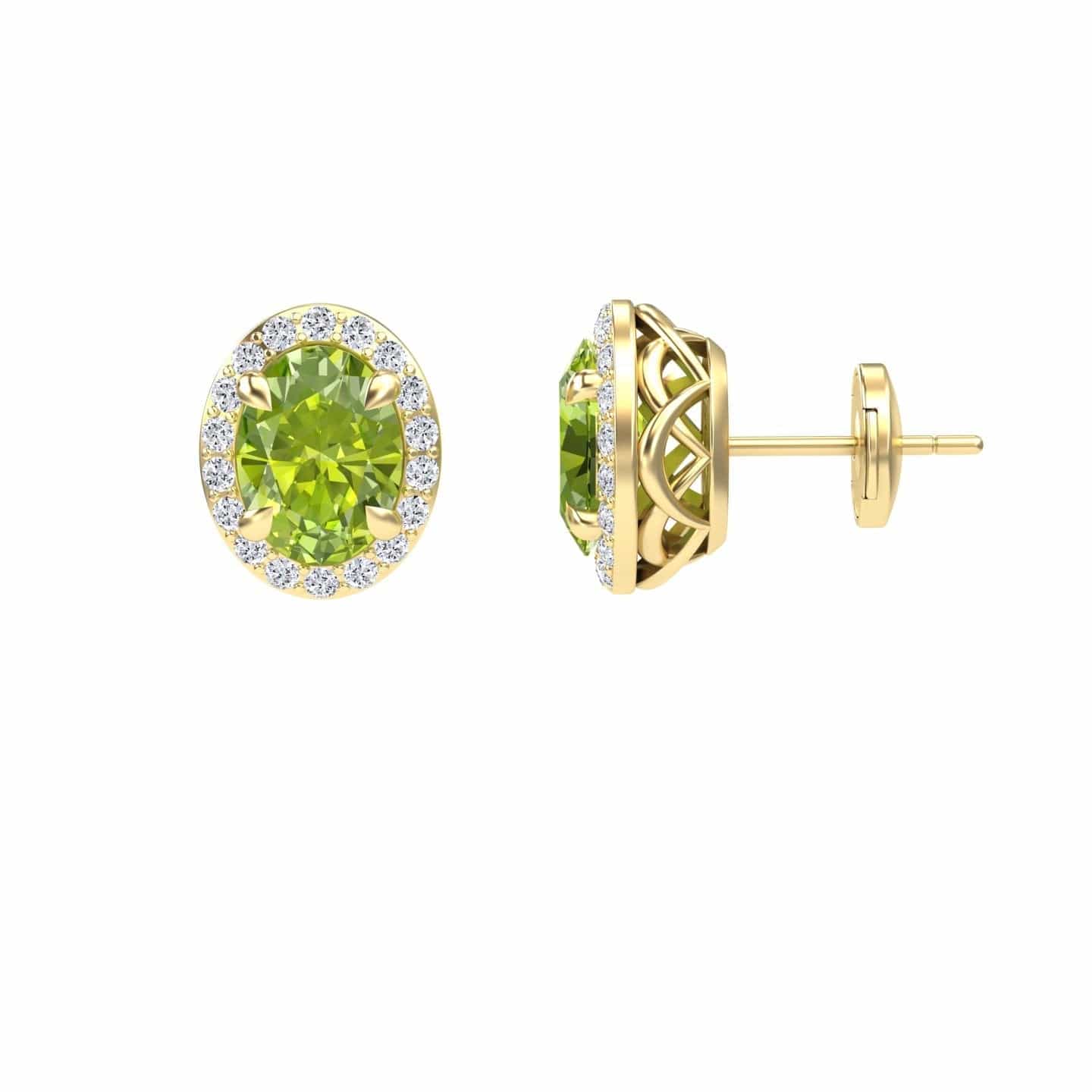 Peridot & Diamond Halo Stud Earrings - Nalini