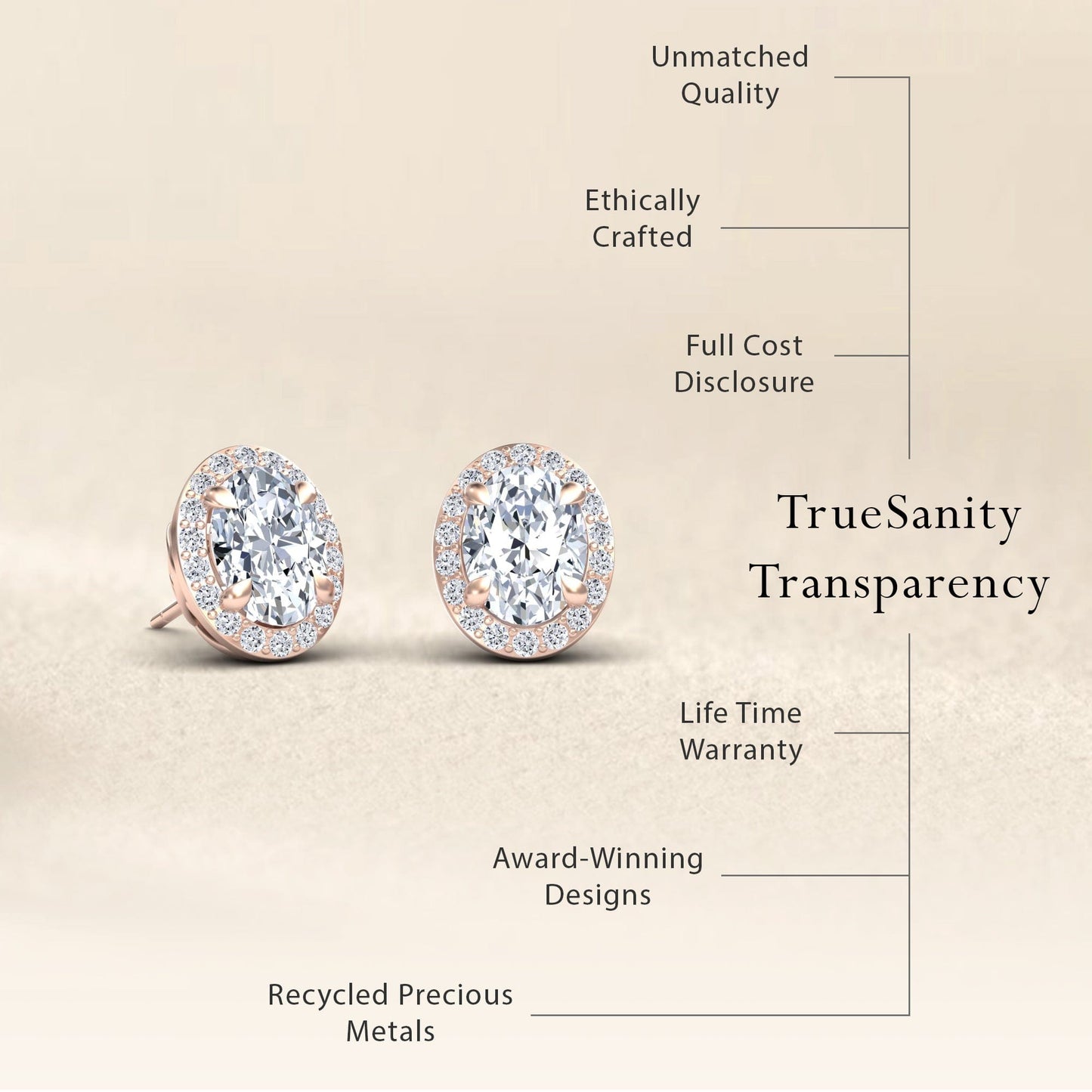 Moissanite & Diamond Halo Stud Earrings - Nalini