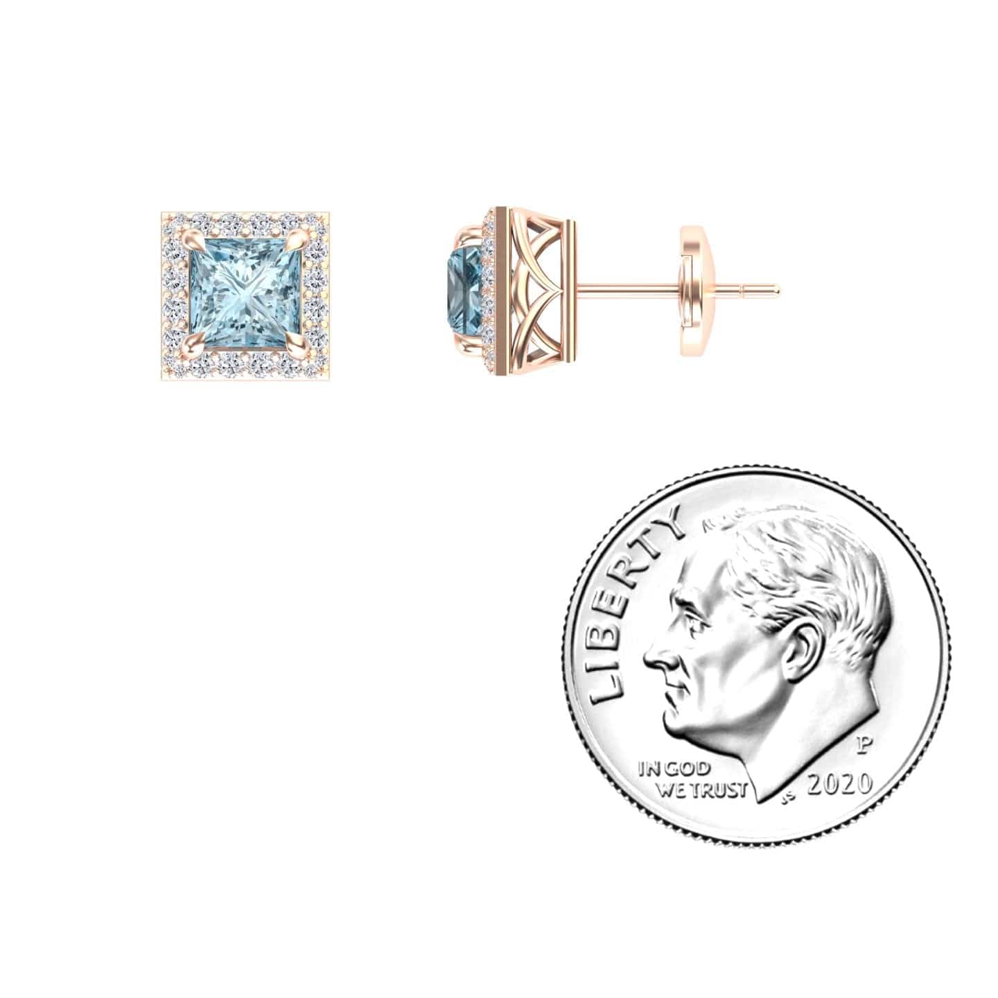 Aquamarine & Diamond Halo Earrings - Paige