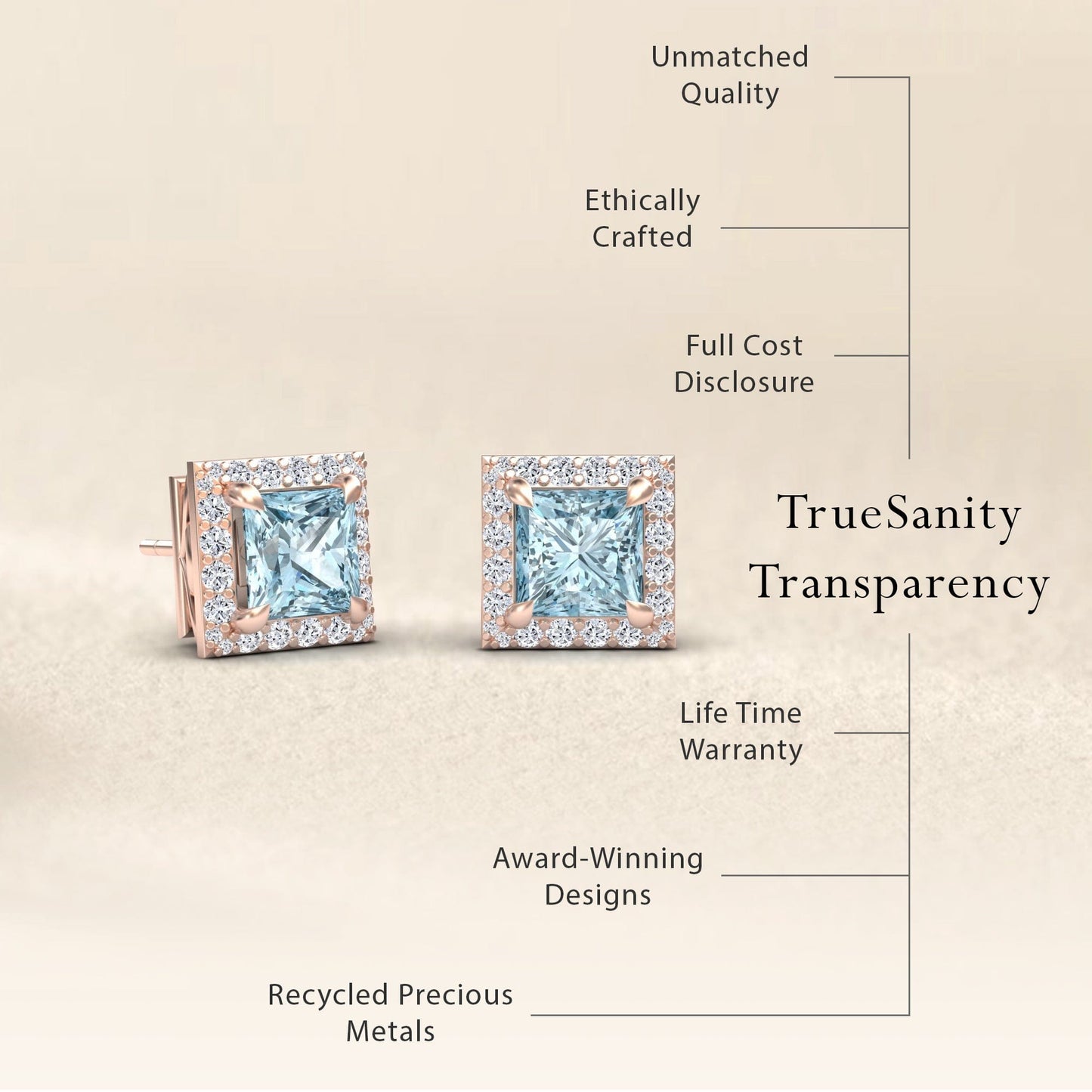 Aquamarine & Diamond Halo Earrings - Paige