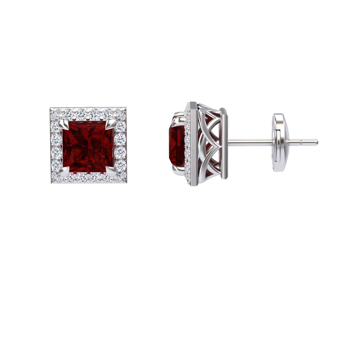 Garnet & Diamond Halo Earrings - Paige