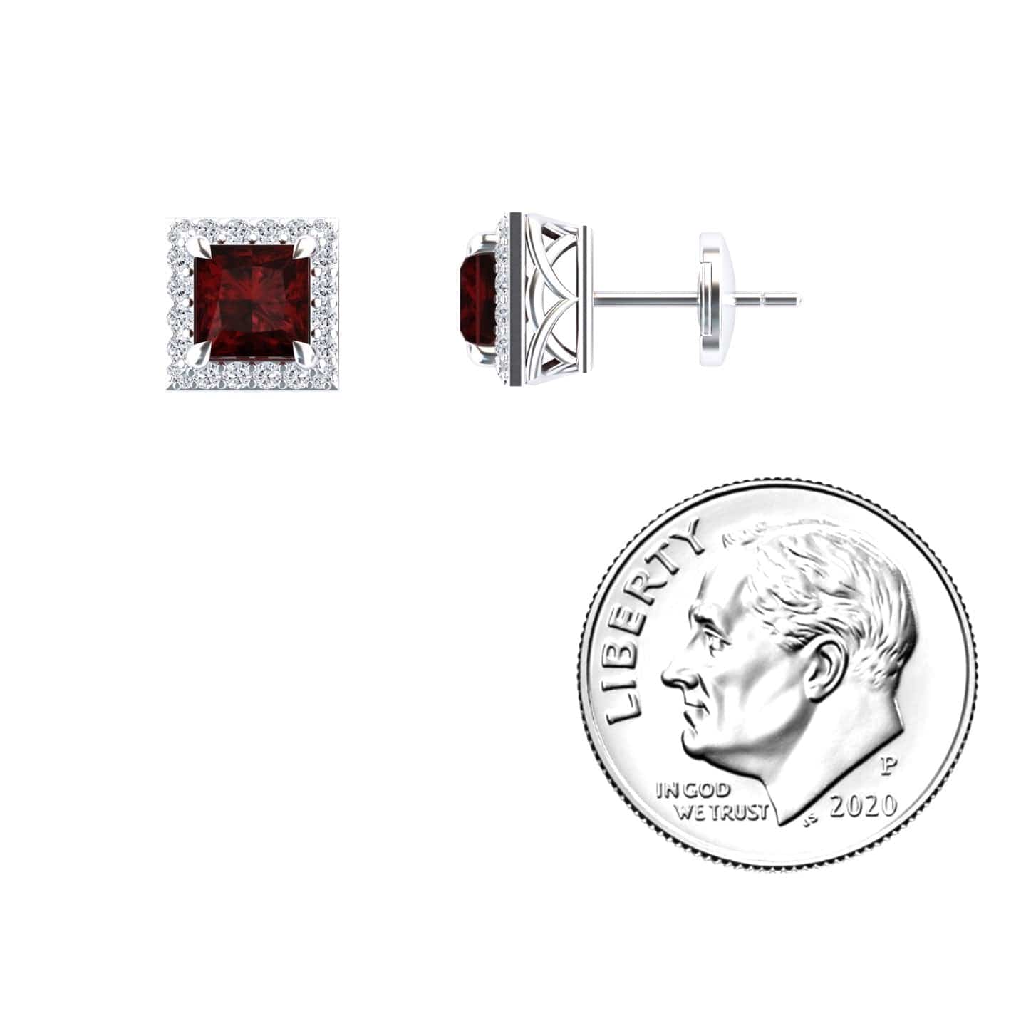 Garnet & Diamond Halo Earrings - Paige