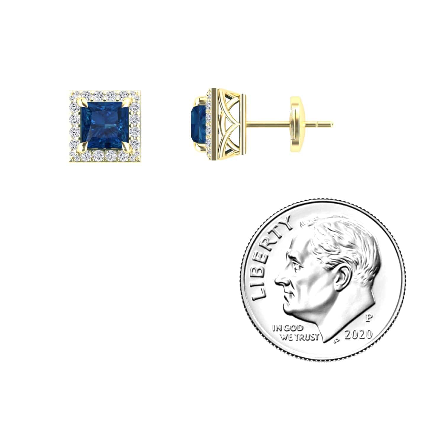 London Blue Topaz & Diamond Halo Earrings - Paige