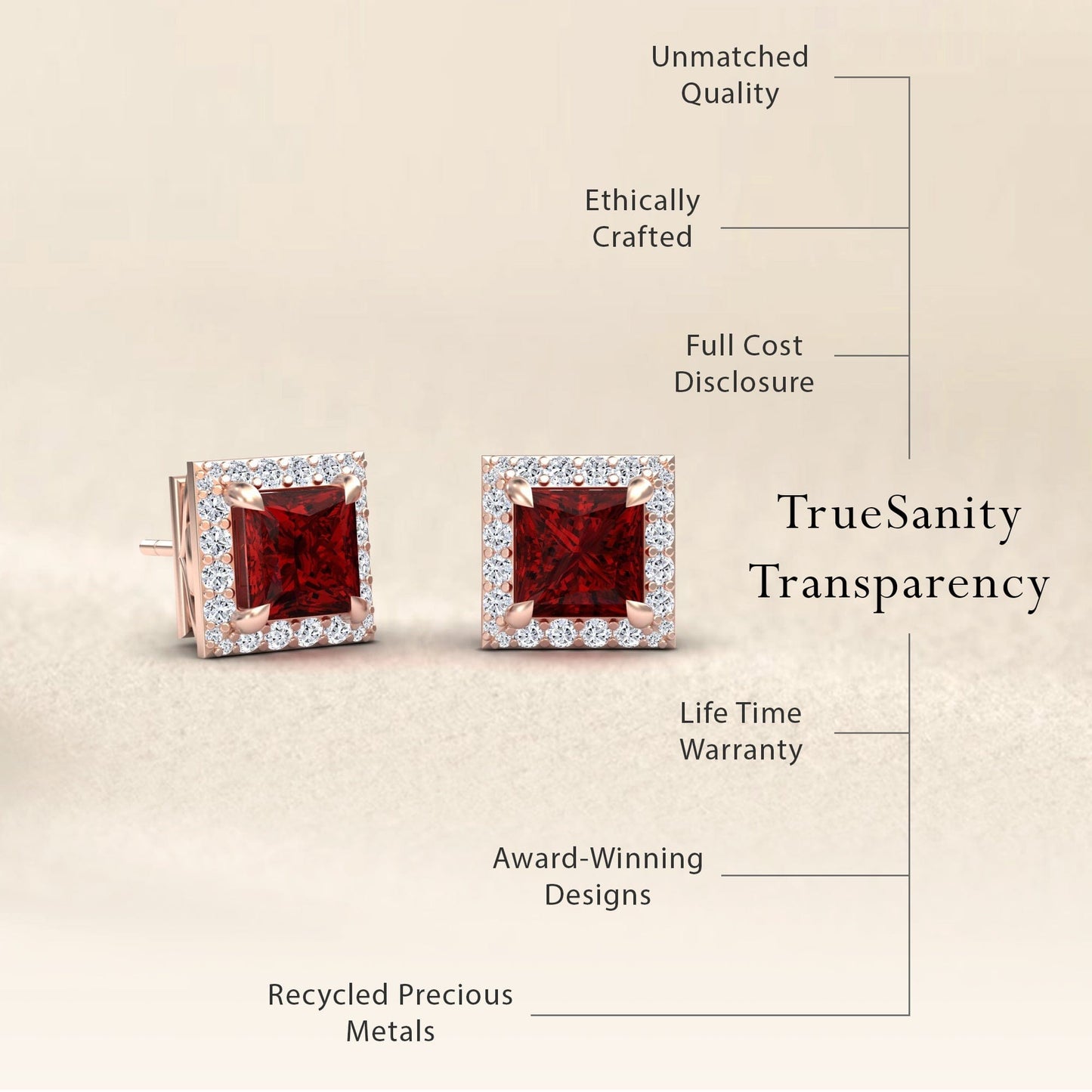 Lab Grown Ruby & Diamond Halo Earrings - Paige
