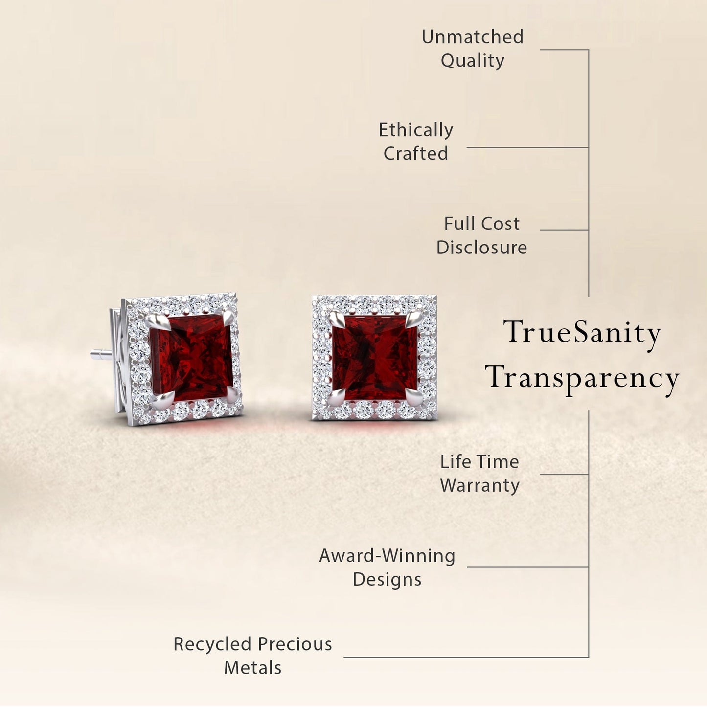 Garnet & Diamond Halo Earrings - Paige
