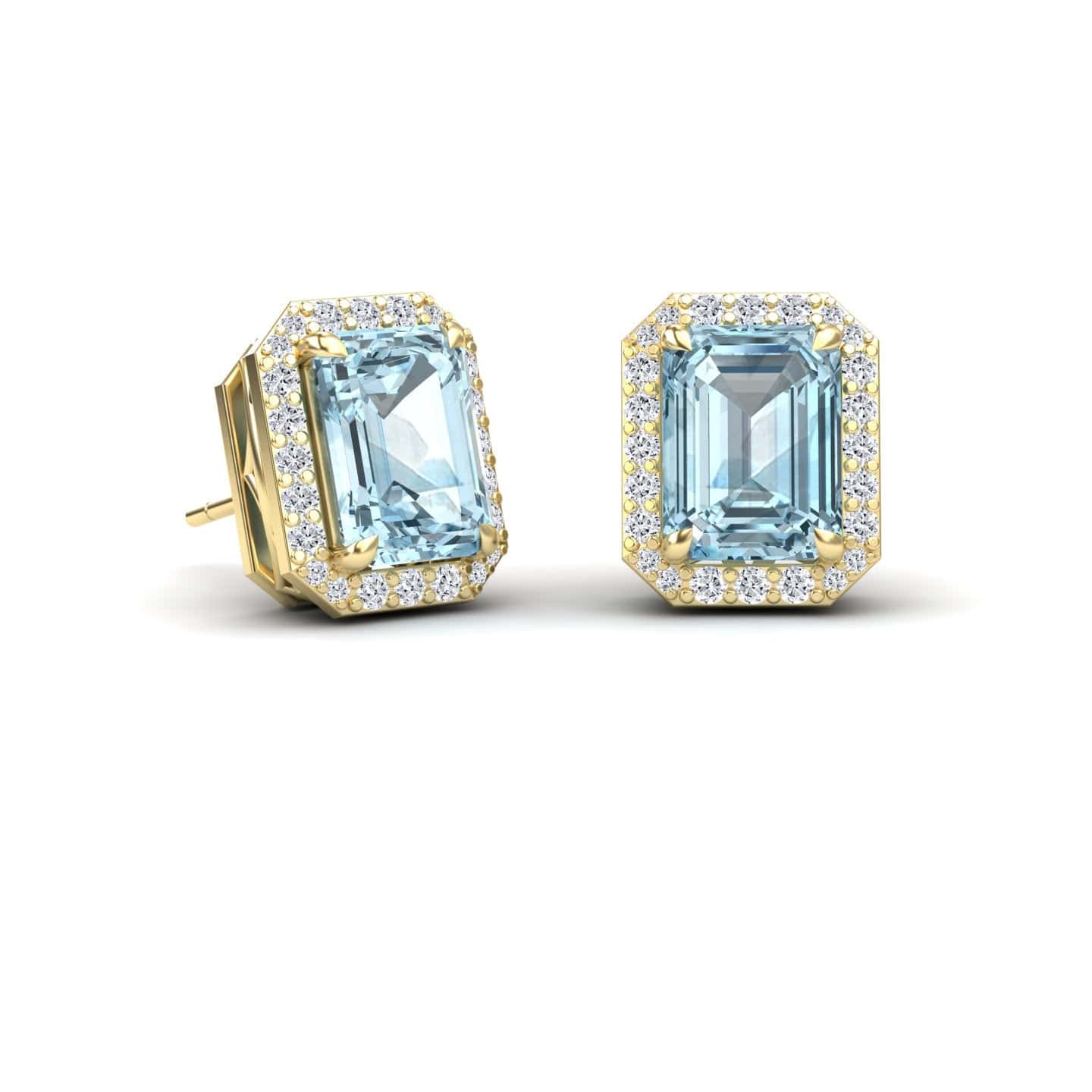 Aquamarine & Diamond Halo Stud Earrings - Rina