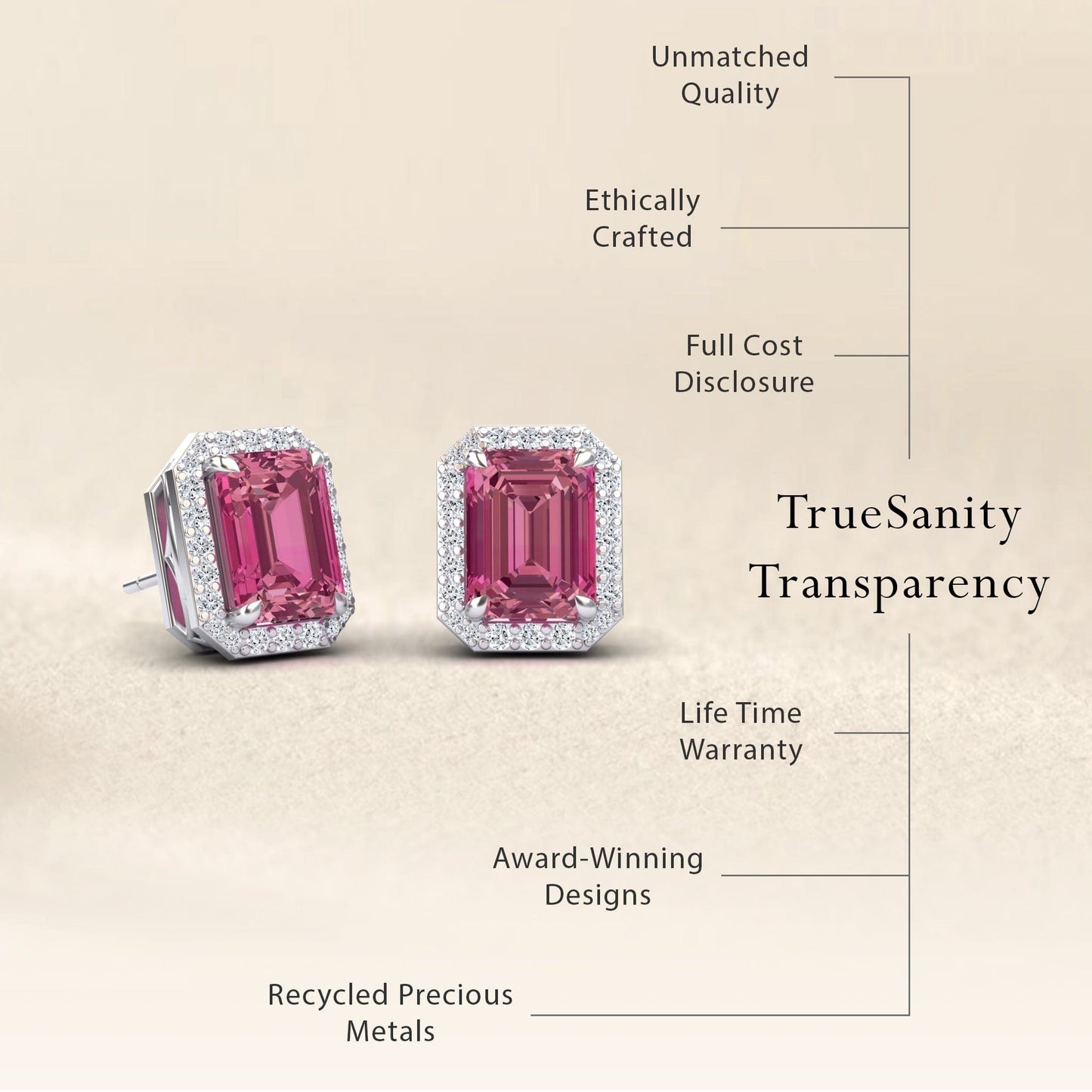 Pink Tourmaline & Diamond Halo Stud Earrings - Rina