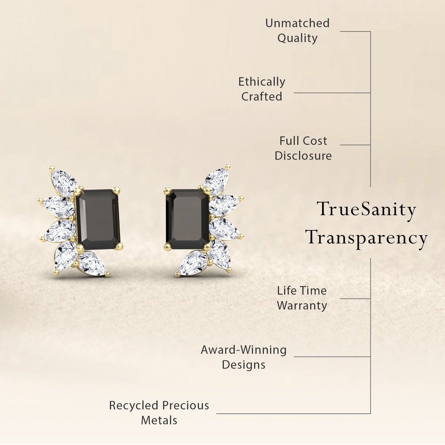 Black & White Diamond Cluster Stud Earrings - Susan