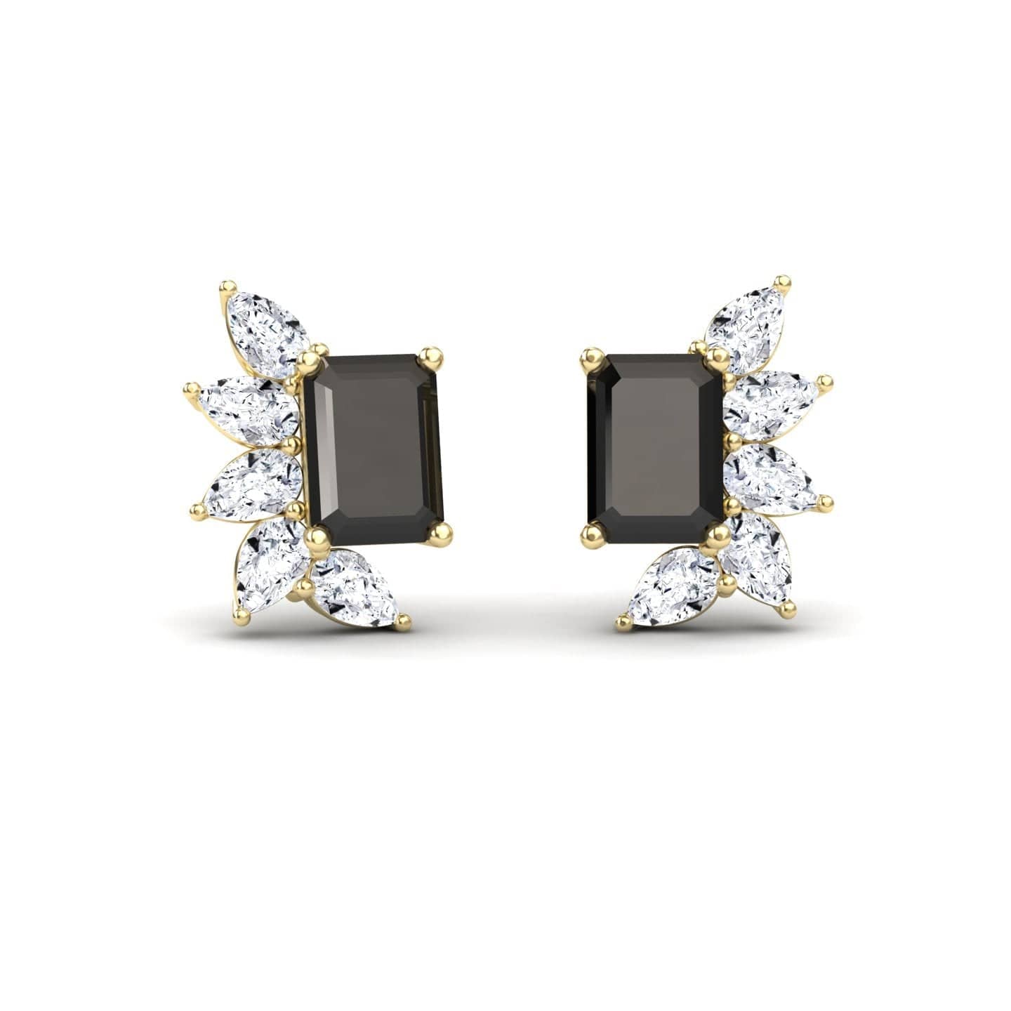 Black & White Diamond Cluster Stud Earrings - Susan