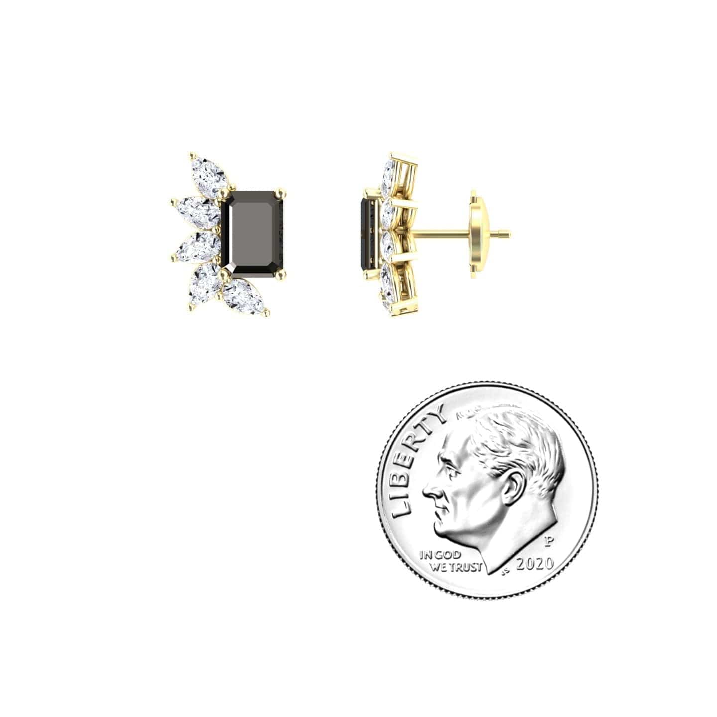 Black & White Diamond Cluster Stud Earrings - Susan