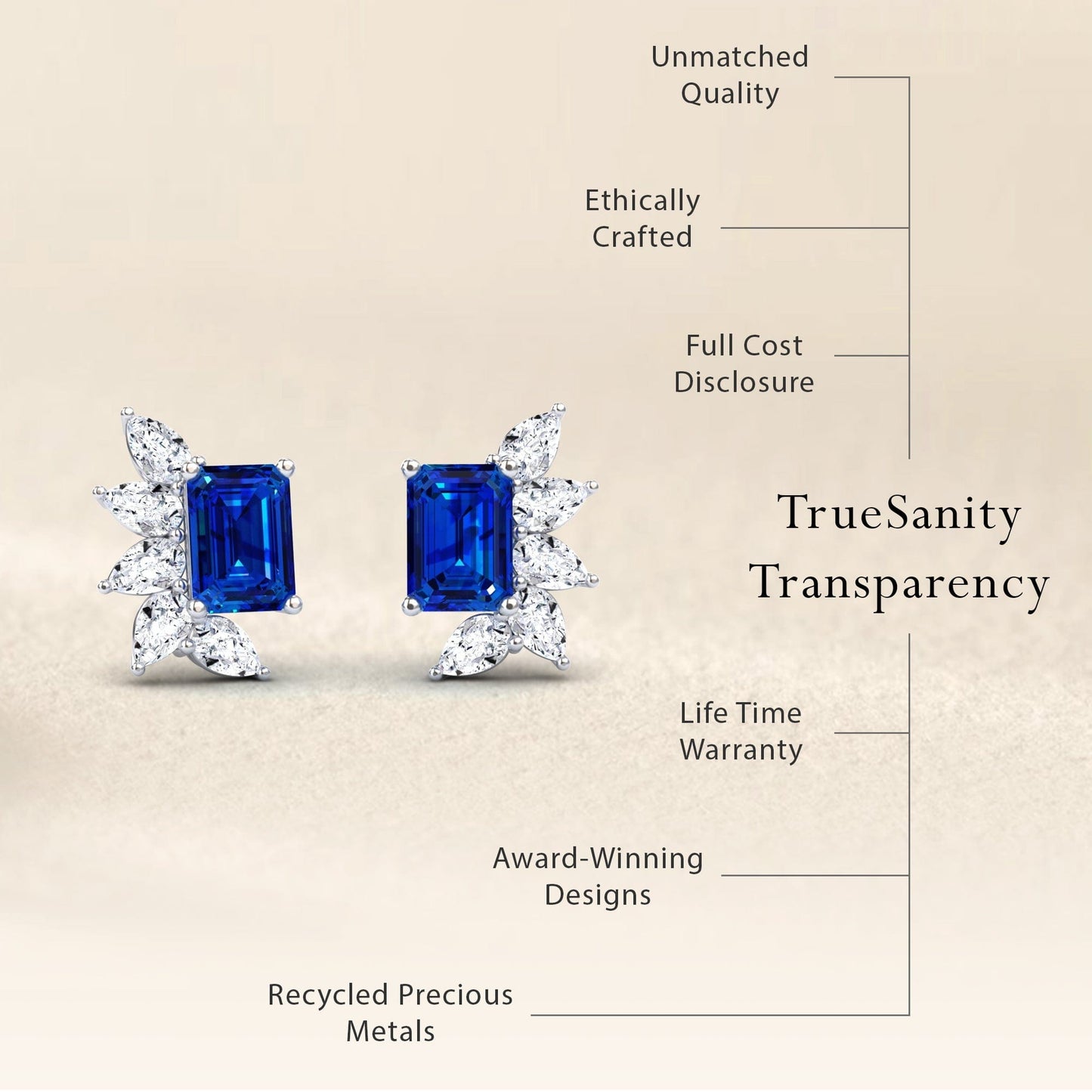 Blue Sapphire & Diamond Cluster Stud Earrings - Susan