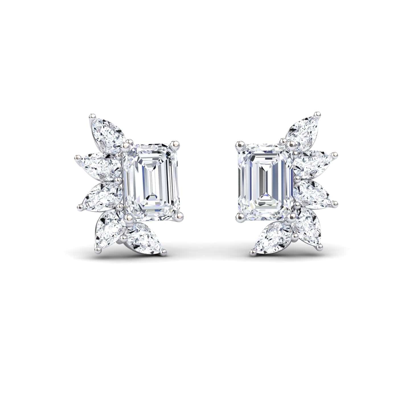 Lab Grown White Diamond Cluster Stud Earrings - Susan