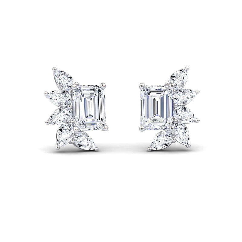 Lab Grown White Diamond Cluster Stud Earrings - Susan