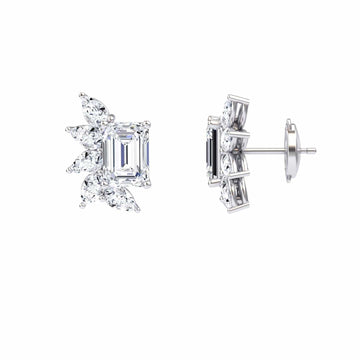 Lab Grown White Diamond Cluster Stud Earrings - Susan