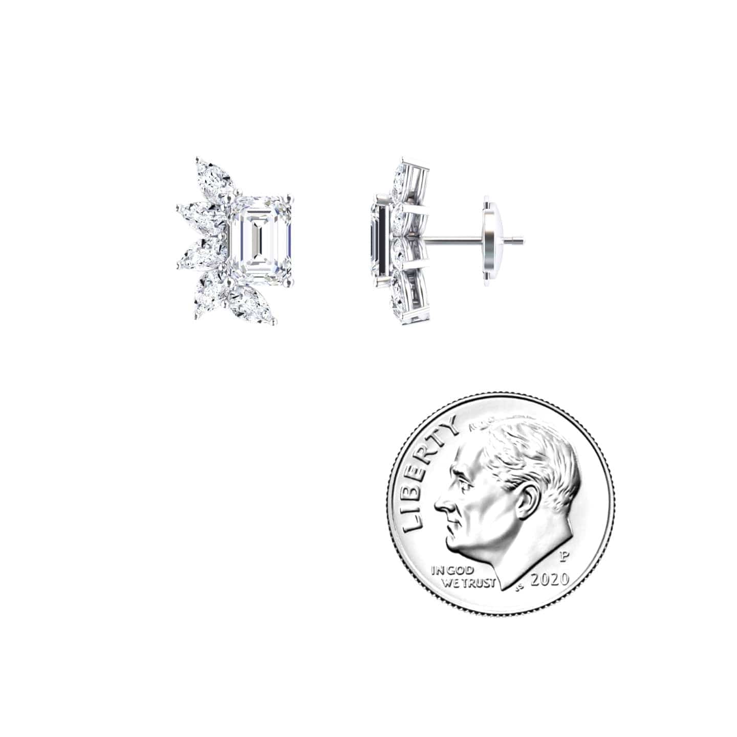 Lab Grown White Diamond Cluster Stud Earrings - Susan