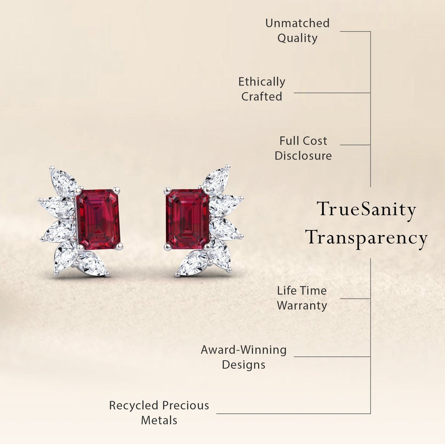 Ruby & Diamond Cluster Stud Earrings - Susan