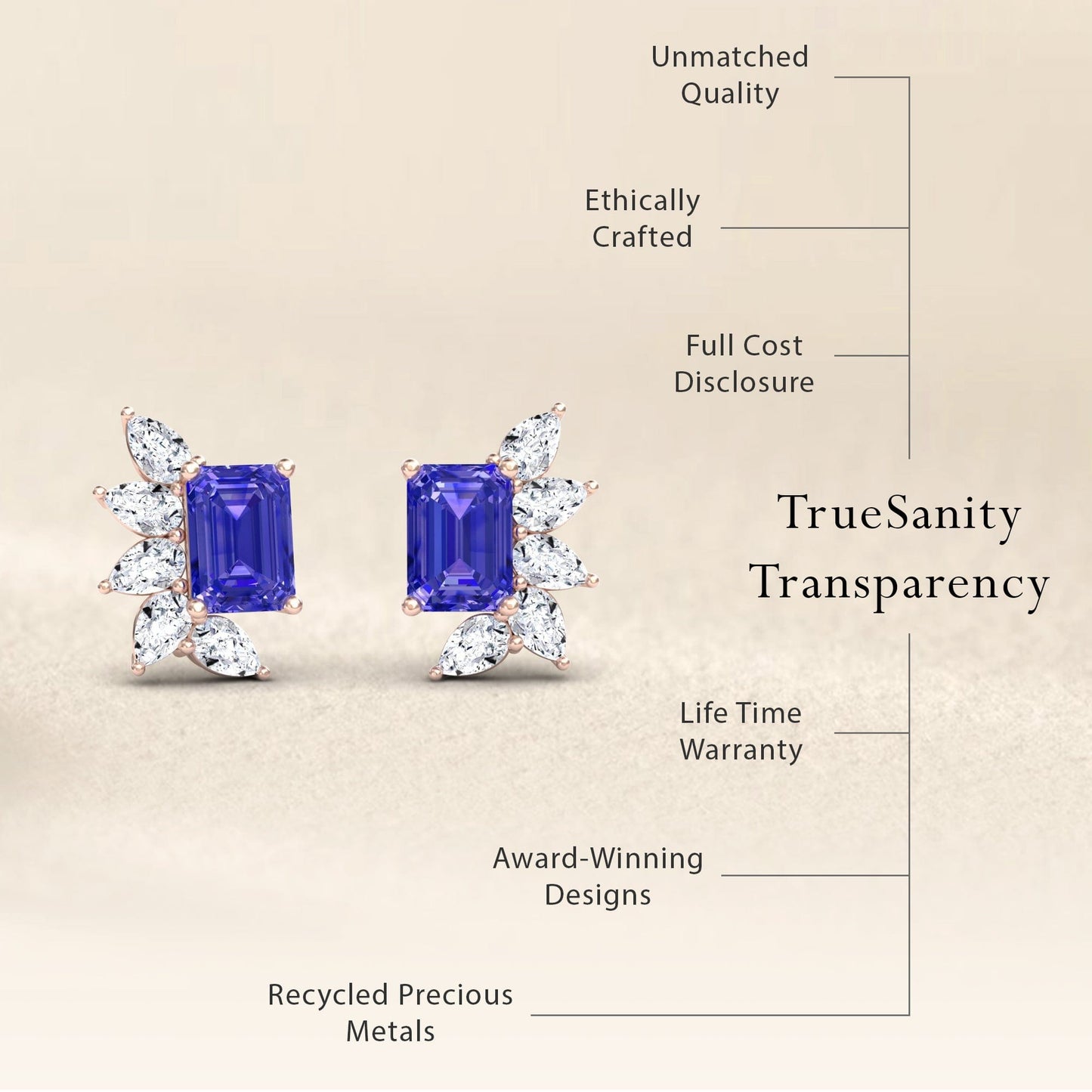 Tanzanite & Diamond Cluster Stud Earrings - Susan