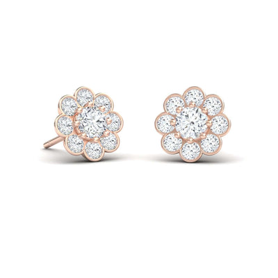 White Diamond Floral Stud Earrings