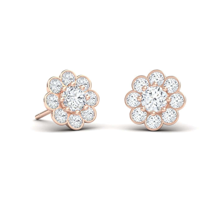 White Diamond Floral Stud Earrings - Trudy