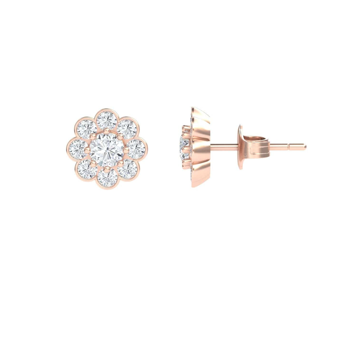 White Diamond Floral Stud Earrings - Trudy
