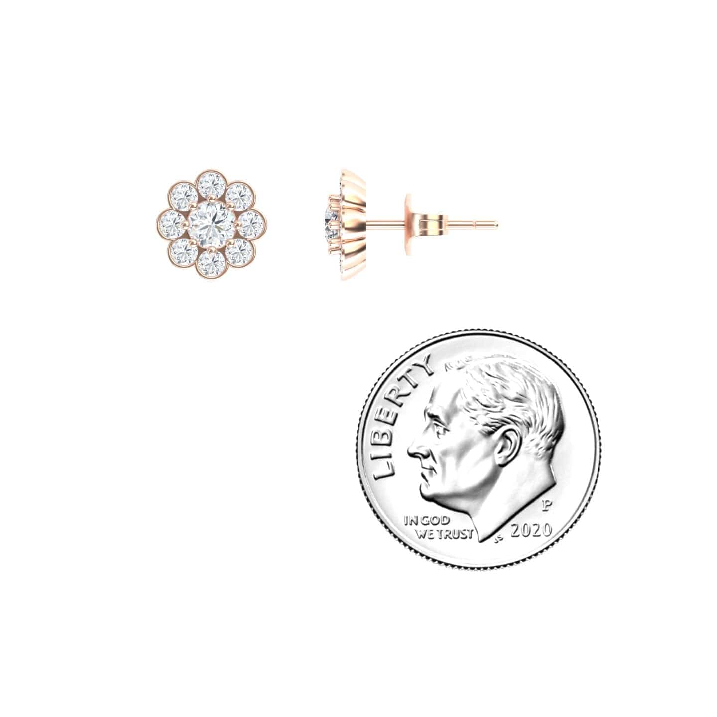 White Diamond Floral Stud Earrings - Trudy