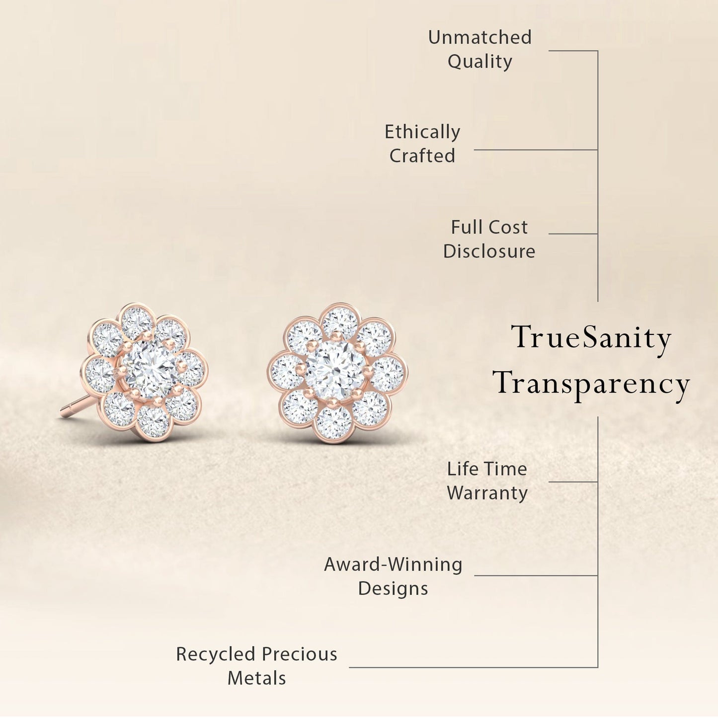 White Diamond Floral Stud Earrings - Trudy