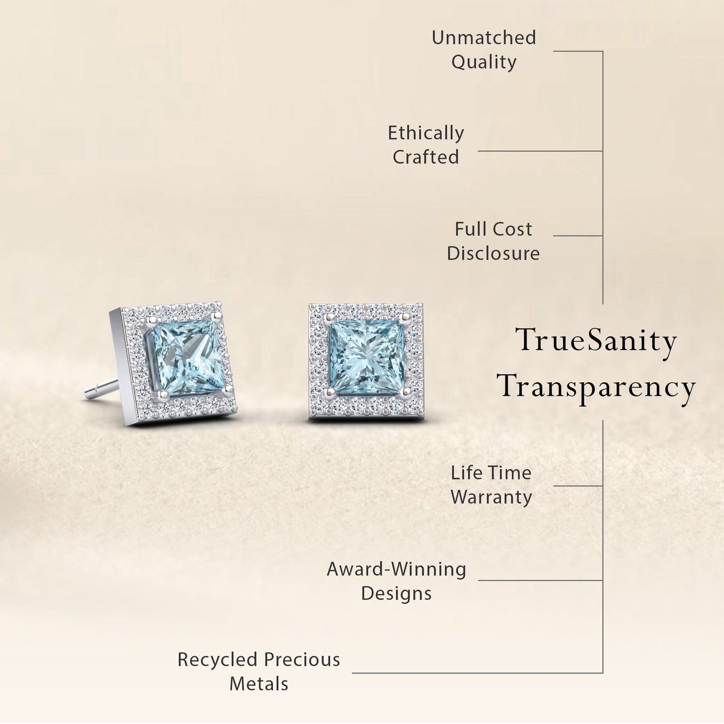 Aquamarine & Diamond Halo Stud Earrings - Yu