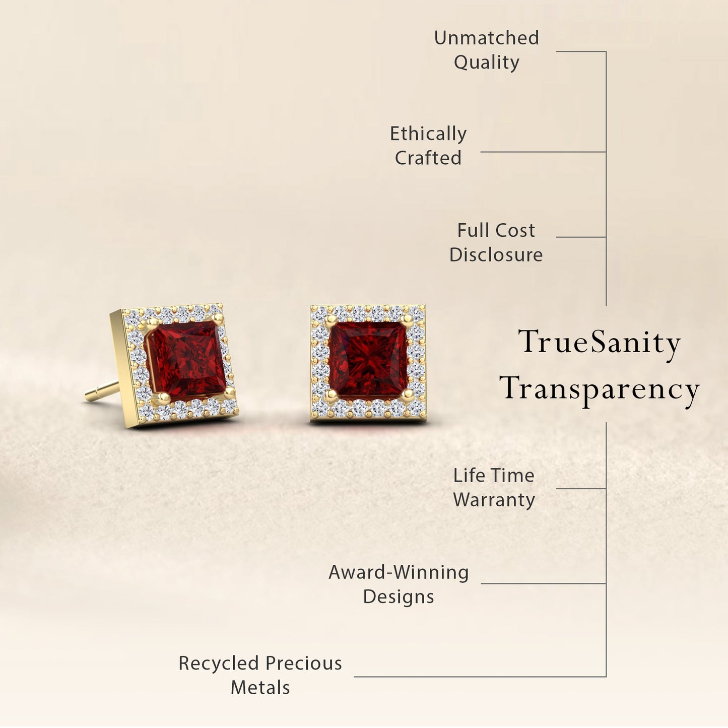 Ruby & Diamond Halo Stud Earrings - Yu
