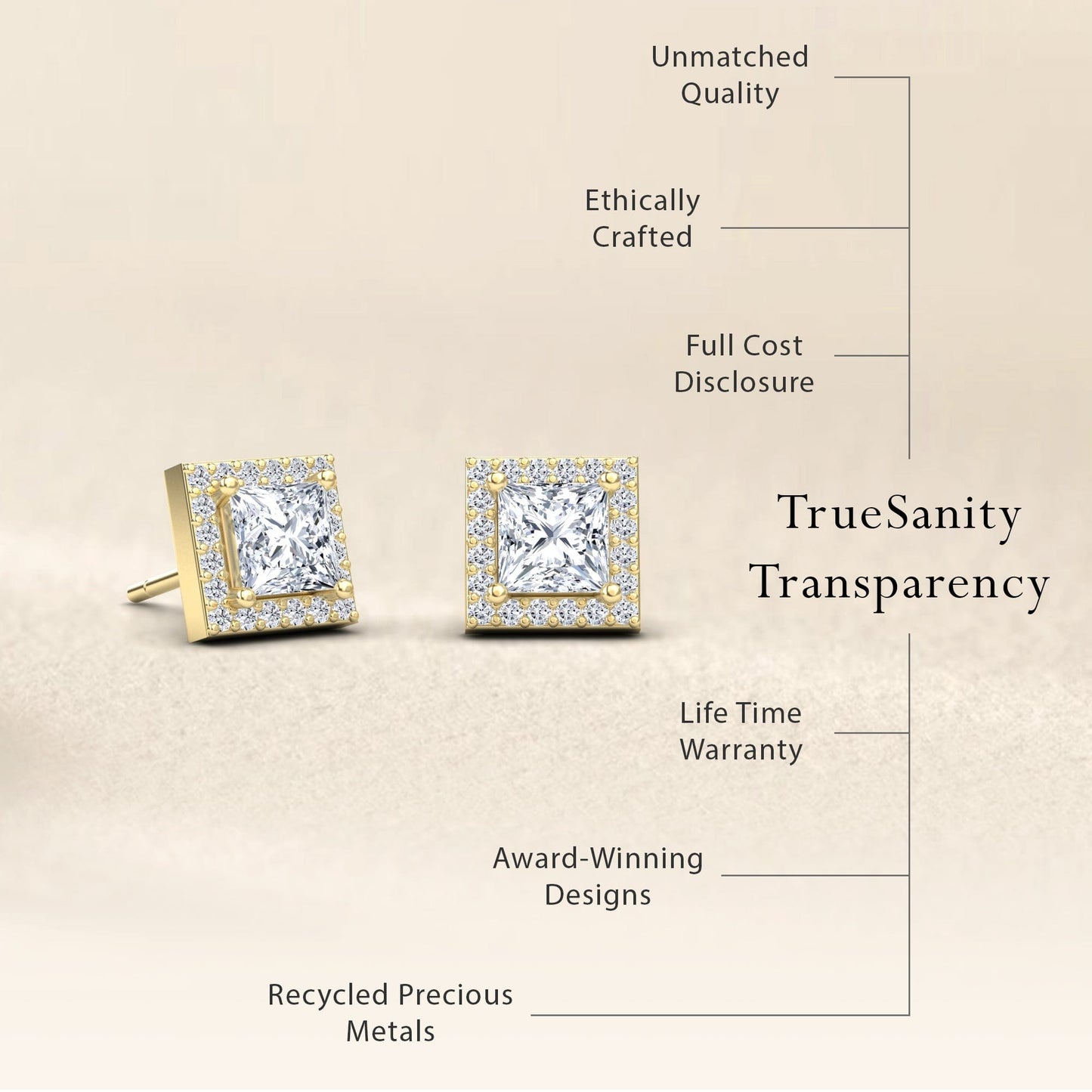 Diamond Halo Stud Earrings - Yu