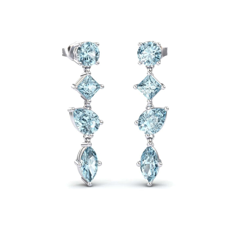 Aquamarine Multi-Cut Drop Earrings - Zara