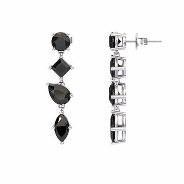 Black Diamond Multi-Cut Drop Earrings - Zara