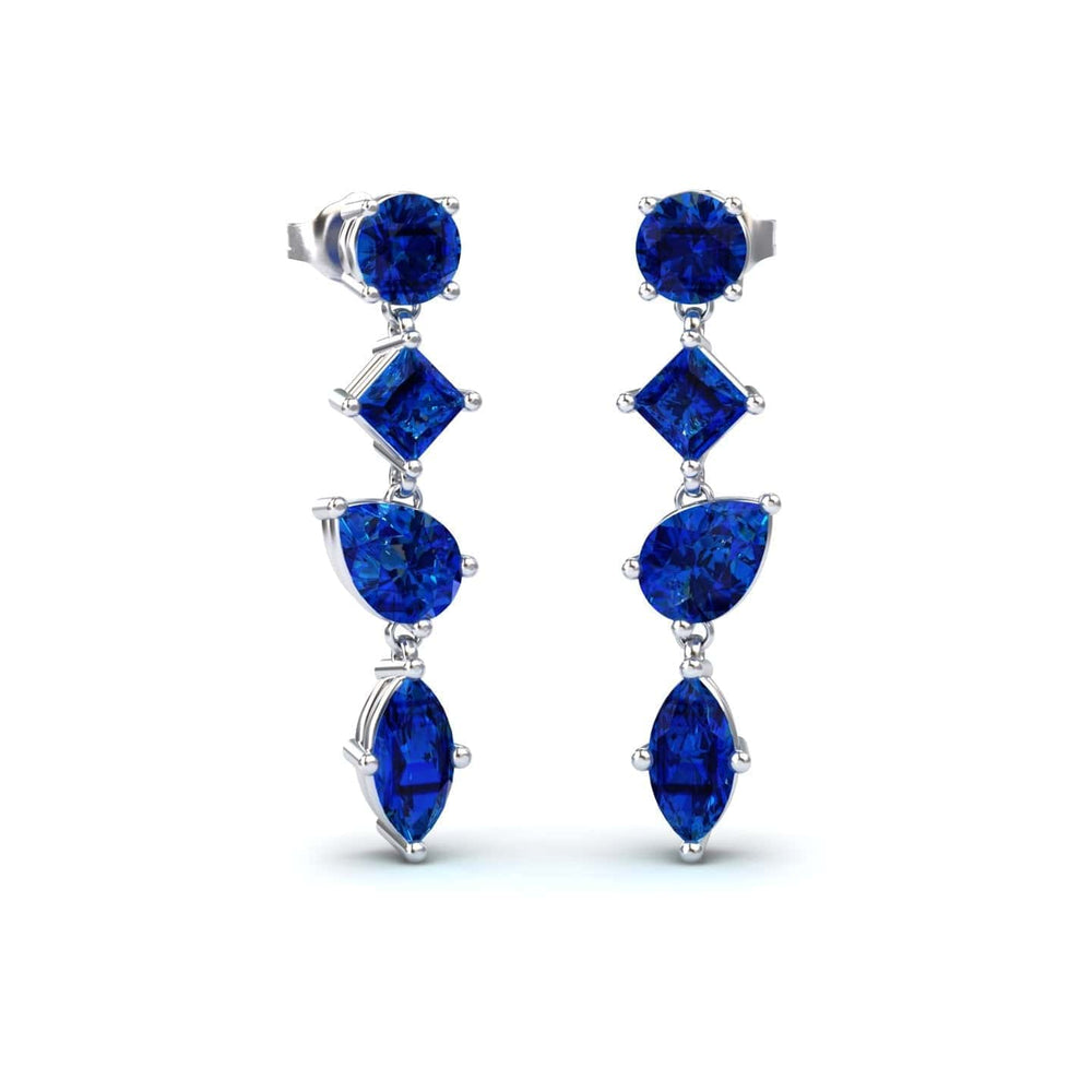 Lab Grown Blue Sapphire Multi-Cut Drop Earrings - Zara
