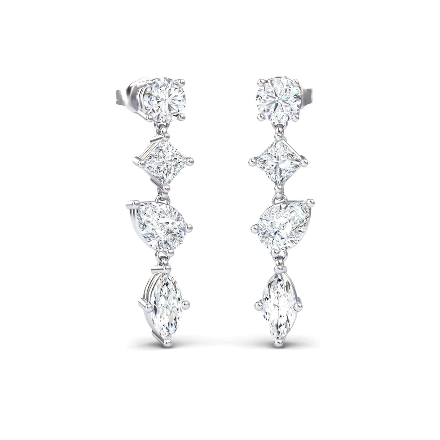 Lab Grown White Diamond Multi-Cut Drop Earrings - Zara