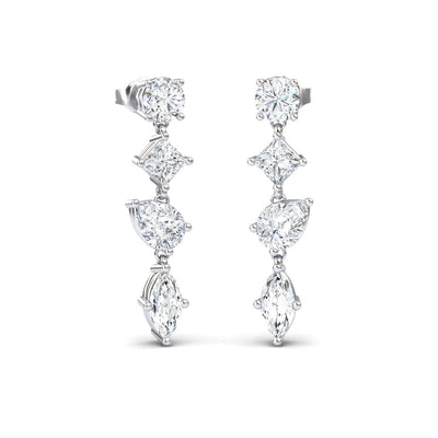 Lab Grown White Diamond Multi-Cut Drop Earrings