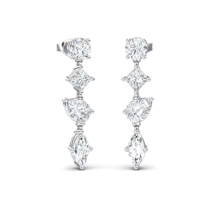 Lab Grown White Diamond Multi-Cut Drop Earrings - Zara