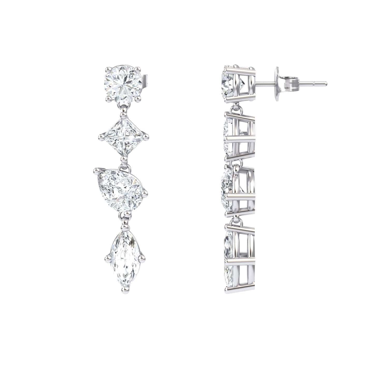 Lab Grown White Diamond Multi-Cut Drop Earrings - Zara