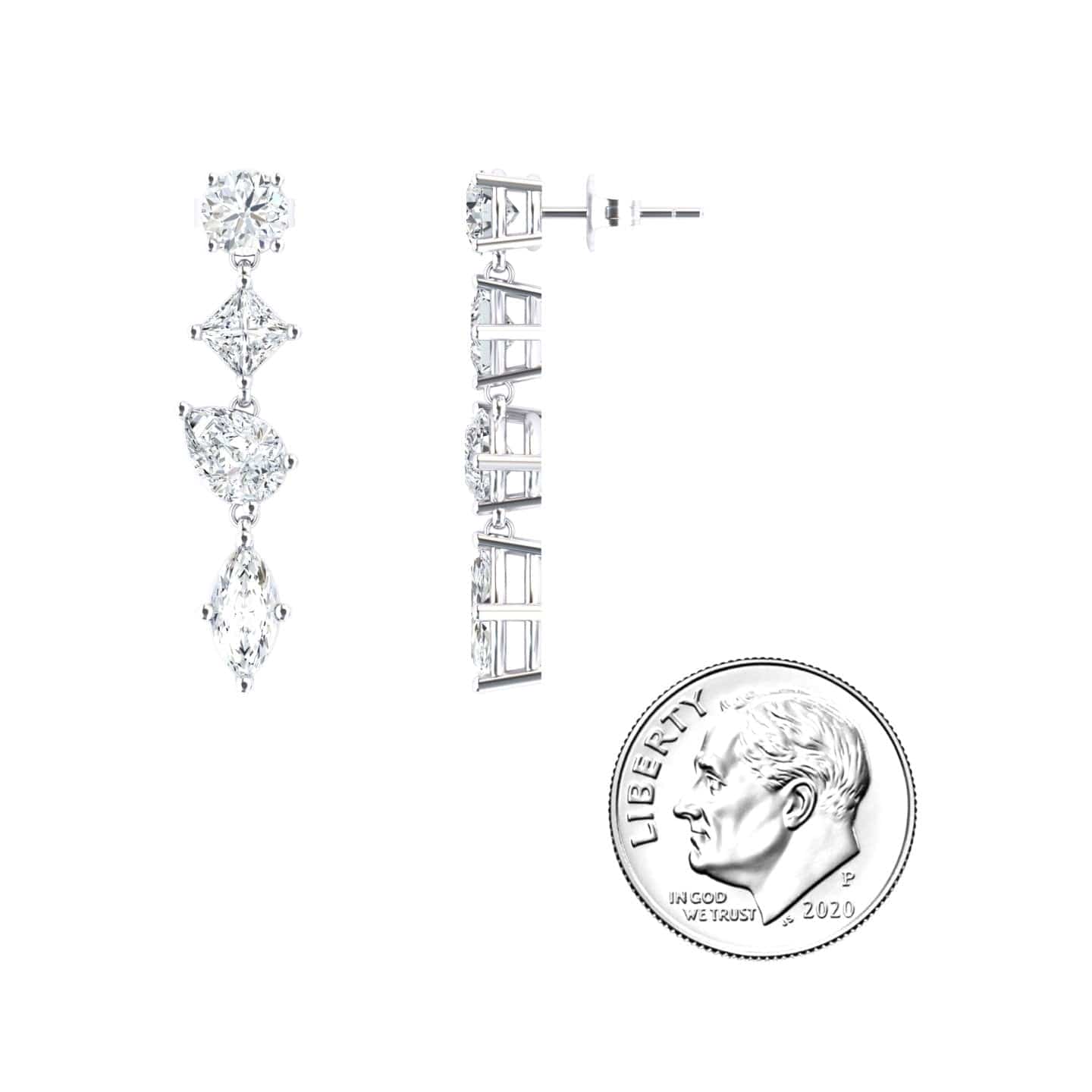 Lab Grown White Diamond Multi-Cut Drop Earrings - Zara