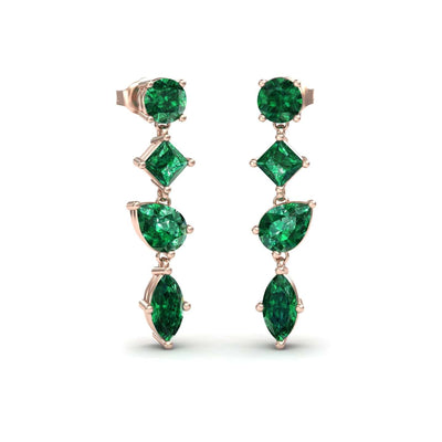 Lab Grown Emerald Multi-Cut Drop Earrings