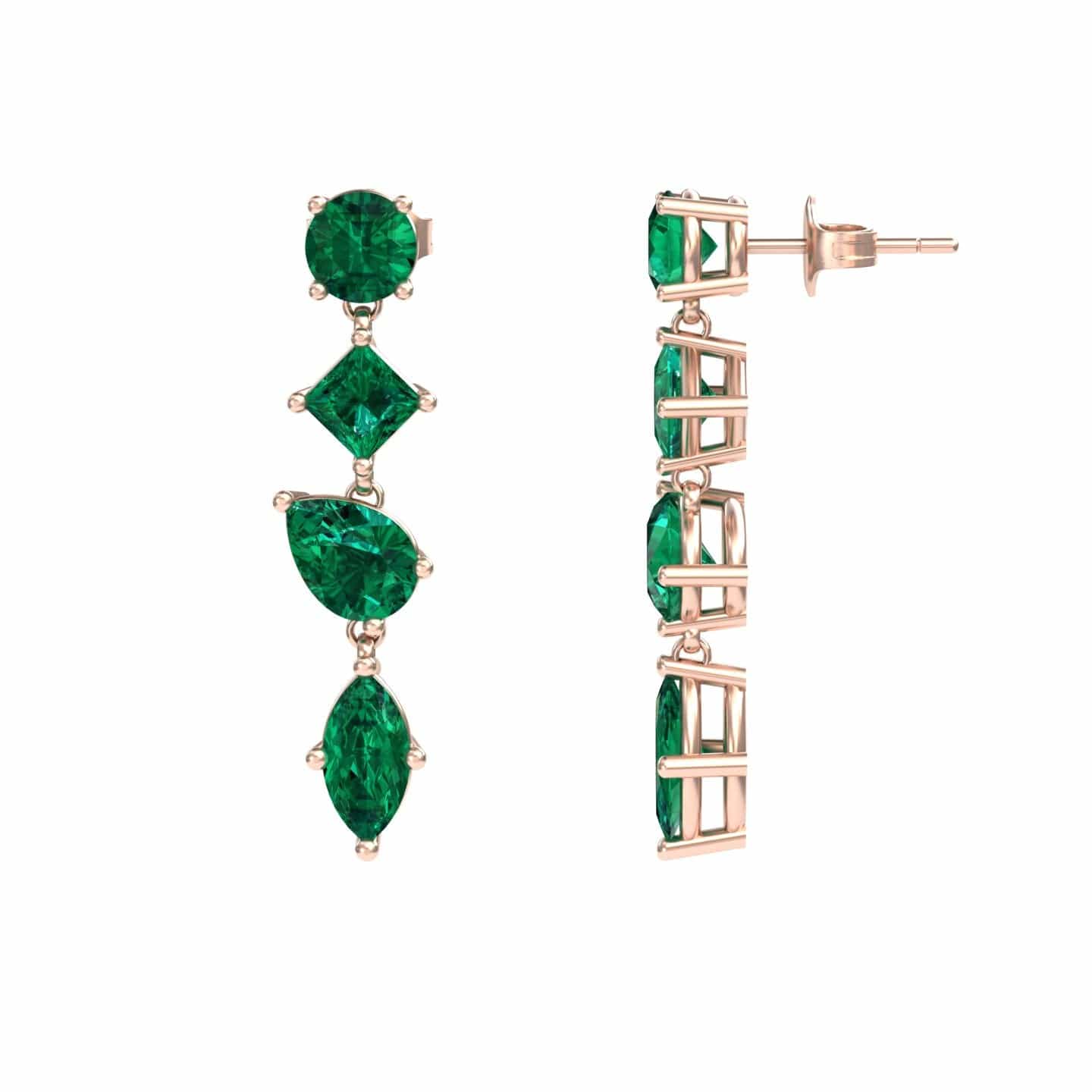 Lab Grown Emerald Multi-Cut Drop Earrings - Zara
