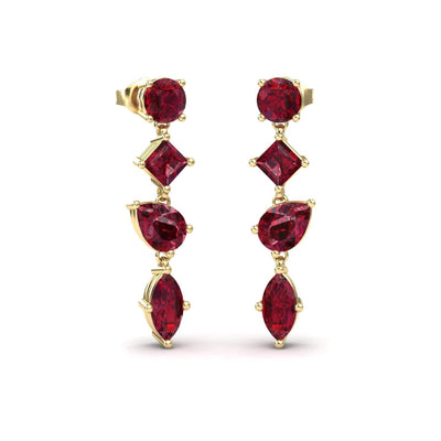 Lab Grown Ruby Multi-Cut Drop Earrings
