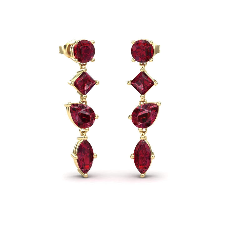 Lab Grown Ruby Multi-Cut Drop Earrings - Zara